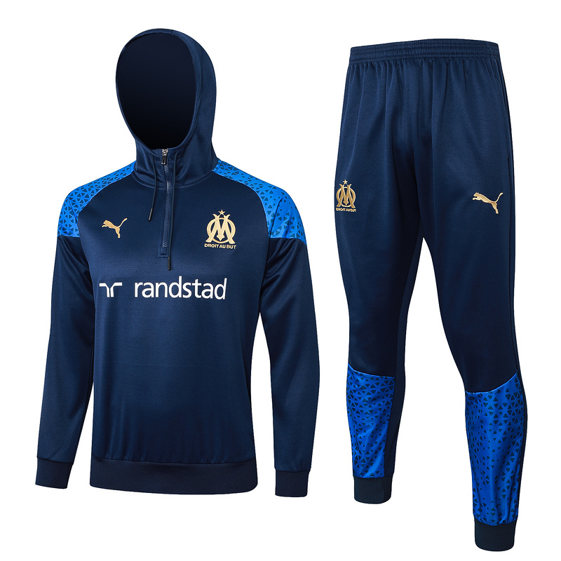 AAA Quality Marseilles 23/24 Hoodie Tracksuit - Navy Blue